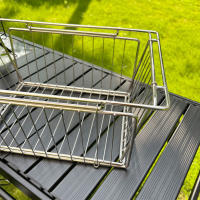 Cesta De Drenaje Para Camping IGT Con Soporte Para Platos Tazas Y Ollas Cesta De Almacenamiento Para Mesa IGT Estante De Expansión Lateral De Escritorio Material De Acero Inoxidable 304 - details 10