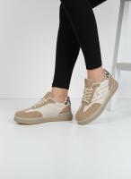 Calzados soraia, Zapatillas Deportivas de Mujer con Paneles de Malla y Detalle de Leopardo - Estilo Urbano Casual - Beige y Marrón - details 2