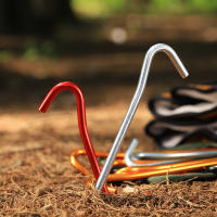 Juego De 6 Clavos De Tenda De Aluminio Con Gancho Palos De Jardín Para Hamaca Camping Cordón De Viento Sombra Canopy - details 3