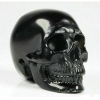 Amuletsshop - Calavera de Cristal Tallada en Fluorita Natural de Alta Calidad 2" - Cráneo de Cristal de Obsidiana Negra - Decoración de Piedra para el Hogar - details 0