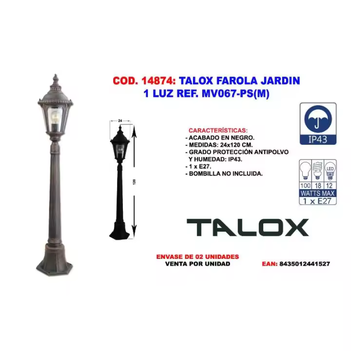 Talox farola jardin 1 luz ref. mv067-ps(m) - 1
