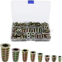 230 Piezas Tuercas de Inserción Roscadas Hexagonales de Aleación de Zinc Insertos Roscados Tuercas de Inserción Rosca Externa M4 M5 M6 M8 para Kit de Herramientas de Tuercas de Muebles de Madera - details 0