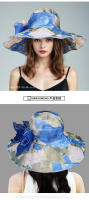 Gorro De Paseo De Moda Con Estampado De Flores Para Mujer Sombrero De Sol Grande Para Playa Protección Solar Casual - details 1
