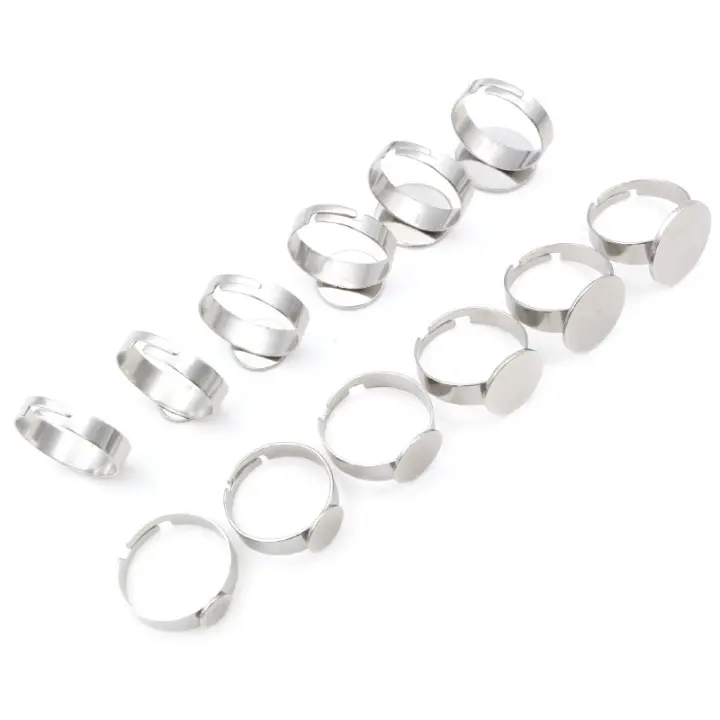 10pcs Base De Anillo Ajustable De Acero Inoxidable En Color Oro Para Adelantar 6-15mm Ideal Para DIY Con Cabochones De Vidrio - 1