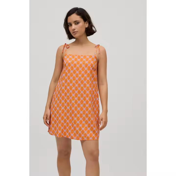 Ysabel Mora - Vestido corto tirantes anudados estampado geométrico - 1