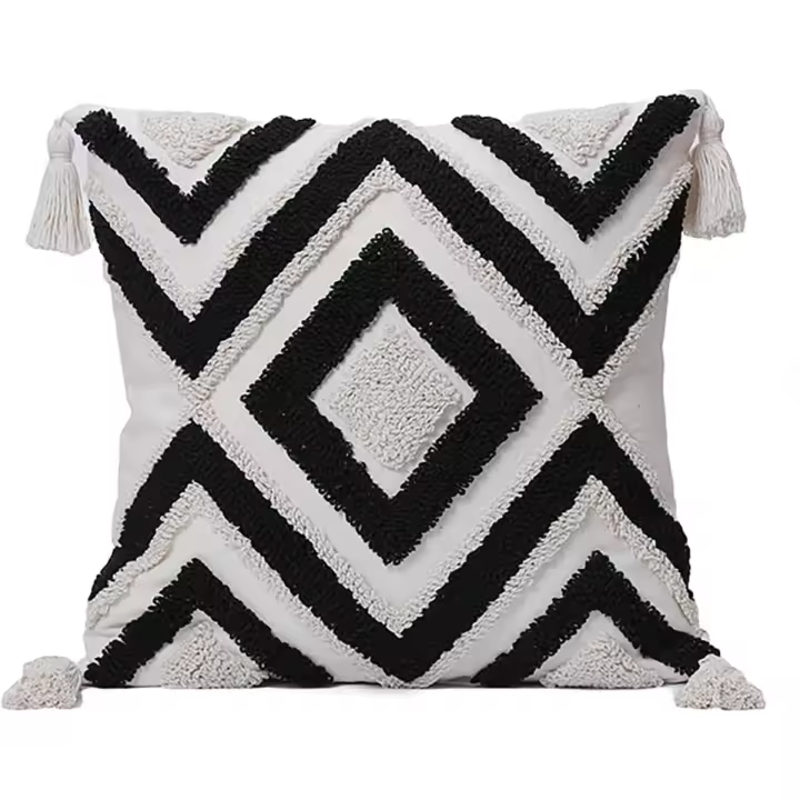 REINO MANSIDI SL - Pack de 2 -Relleno incluido  45x45 Funda de cojin con Relleno incuido . Tela algoldon, sueve y comodo Color Blanco y Negro - 1