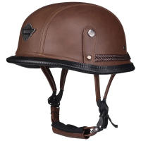 Casco De Motocicleta Retro Vintage Marrón Para Hombres Casco Moto PU Scooter Cafe Racer Para Verano Protección Ciclismo Bicicleta - details 0