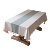 Mantel Impermeable Mantel Antimanchas Algodon Lino Elegant Impresos Bordados Borla Manteles Exterior Decorativo para Reuniones Familiares de Cocina - details 0