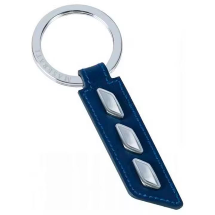Llavero Maserati de Cuero Azul y Acero - 1