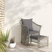 vidaXL Set muebles de jardín 2 piezas y cojines ratán sintético en color Marrón/Gris/Negro | acolchados duraderos para sofás de jardín terraza exterior - details 1