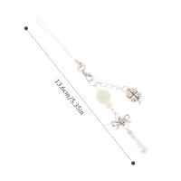 Llavero Estilizado Con Colgante De Huesos De Four Leaf Clovers Hecho a Mano Con Cuentas De Bisagra Para Teléfono Móvil - details 7
