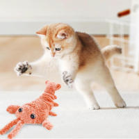 Juguete Interactivo Para Gatos Y Perros Conejo Eléctrico Saltar Lobster Peluche Simulación De Camarón Juguetes De Peluche Para Mascotas - details 4