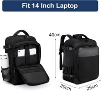 Mochara de Viaje Cabin Avion 40x20x25 para Ryanair Bolsa de Viaje Equipaje de Mano 20L Bajo El Asiento Maletas de Cabina Mujer Mochela Portatil 14 Pulgadas with Puerto USB - Negro - details 3