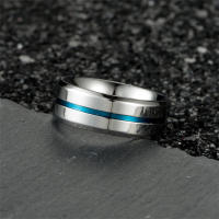 Anillo De Acero De Titanio Con Ranuras Azules Simples Para Hombres Joyería De Acero Inoxidable Accesorios De Mayorista Al Por Menor Y Dropshipping - details 2
