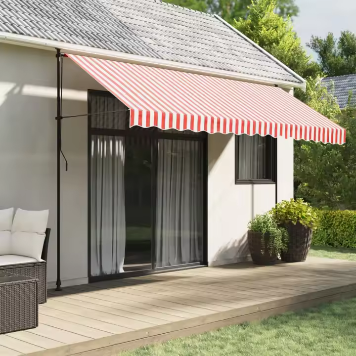 vidaXL Tela de repuesto de toldo rayas rojas y blancas 4x3,5 m - 1