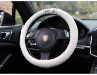 Funda De Volante De Coche De Lana De Oveja Creativa Con Bordado De Peluche Cubierta De Manija Térmica Para Otoño E Invierno - details 34