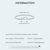 Bamoer Pulsera Básica De Amor Infinito En Plata 925 Para Mujer Enchufa Platinada Regalo De San Valentín SCB260 Estilo Clásico Geométrico - details 2