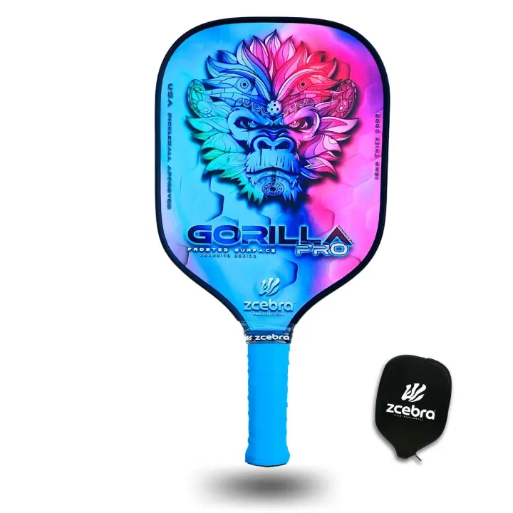 Pala de Pickleball Zcebra Gorilla Pro Rainbow. 16 mm. Superficie Frosted, Honey +. Funda de Neopreno - 1