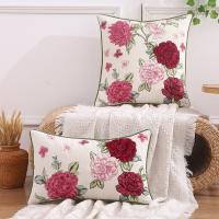 Funda De Cojín Decorativa De Algodón Bordada Con Flores Estilo Rustico Para Hogar Funda De Cojín De Tela Suave Para Sala De Estar Y Dormitorio - details 0