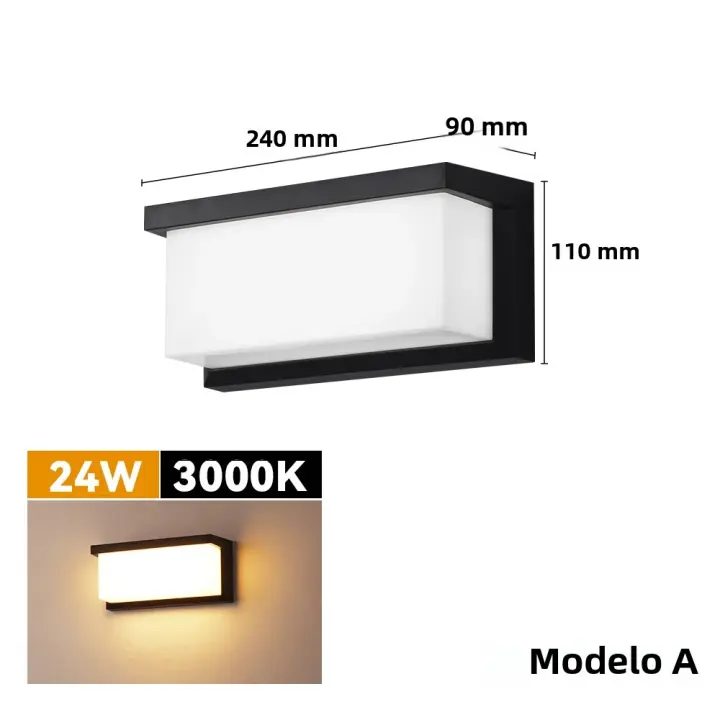 Lámpara De Pared LED Exterior IP65 Impermeable 24W AC85-265V Luz Blanca Cálida Para Patio Jardín Iluminación Exterior - 1