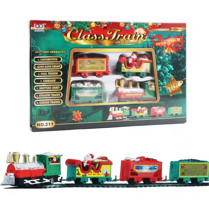 Juego De Tren Eléctrico Realista Para Navidad Fácil De Montar Y Seguro Para Regalo De Niños Decoración De Árbol De Navidad En Casa - 1