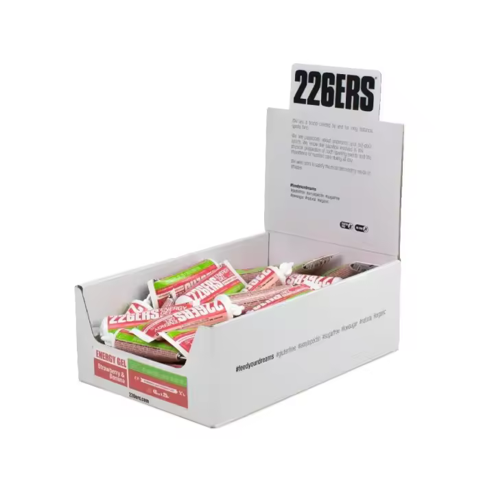 226ERS CAJA 40 ENERGY GEL BIO FRESA PLÁTANO 100 SIN CAFEÍNA CADUCIDAD 07/2026 - 1