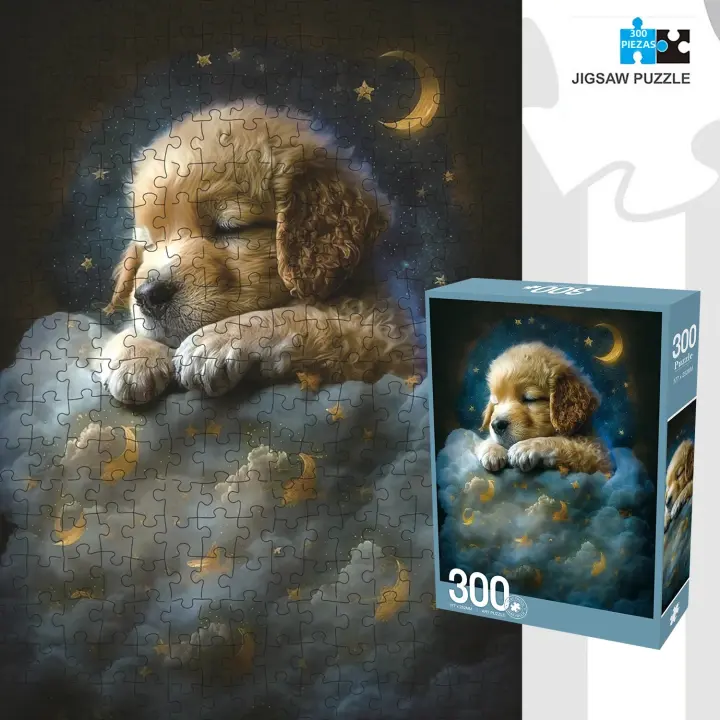 Rompecabezas De Puzzles Jigsaw Para Adultos Y Niños 300 Piezas Juego Familiar Decoración De Arte Para El Hogar Adorable Perro Bebé - 1