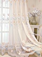 Cortina De Ventana De Estilo Coreano Ligero Y Lujo Con Patrón De Hoja De Ginkgo Bordado Para Sala De Estar Y Dormitorio 1PC Polyester Translúcido Sin Aislamiento Térmico - details 2
