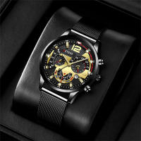Reloj De Lujo Para Hombre En Malla Dorada Con Cuerda De Cuero Reloj De Cuarzo Negocios Reloj Luminoso Reloj Masculino Relogio Masculino - details 15