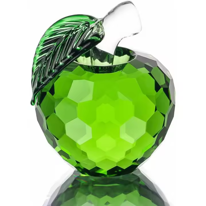 Pisapeles de Cristal, Manzana Verde, 40mm, figura de Cristal coleccionable, decoración para Bodas y Hogar. - 1