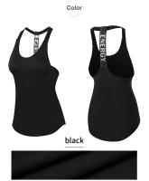 Top De Gimnasio Para Mujer En Color Negro Sin Mangas Yoga Fitness Running Deporte Con Letras Espalda Descubierta Camiseta Transpirable Y De Secado Rápido - details 3