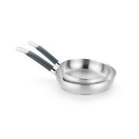 BRA Master – Set de 2 Sartenes Acero Inoxidable 18/10 (20-26 cm) – Sin Antiadherente, Libres de PFAS – Apto para Inducción y Horno – Mango con Silicona Anticalor – Acabado Pulido Brillante - details 1