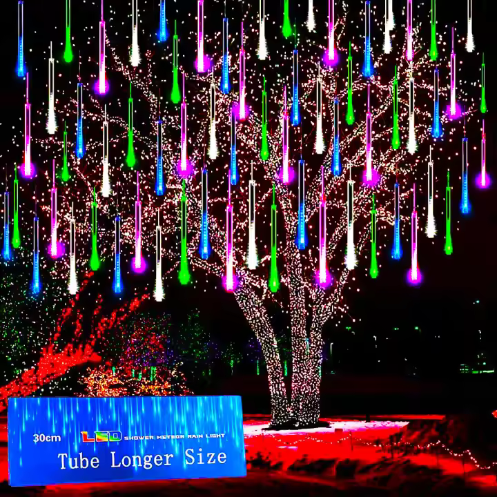 Luces De Lluvia De Meteoros Para Exteriores E Interiores Luz De Hidrantes De Hadas Cadena De Luces De Gota De Lluvia Para Halloween Navidad Y Fiestas De Vacaciones - 1