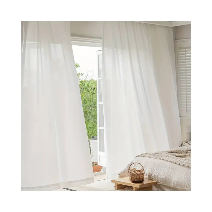 Cortina De Privacidad Opaque Blanca 1 Pieza Moderna Y Sencilla Para Dormitorio Y Sala De Estar Cubierta De Ventana Escudo De Protección - 1