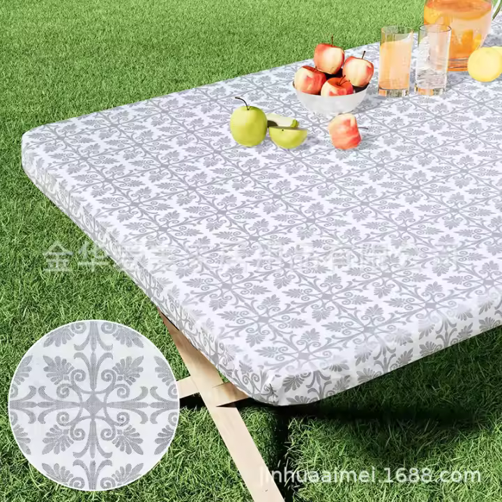 Mantel Rectangular Elástico Para Mesa De Plástico Cubierta Para Mesas Plegables Picnic Camping Exterior Resistente Al Aceite Estilo Clásico - 1