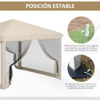 Outsunny Carpa Plegable 3x3 para Exterior Cenador de Jardín Portátil con Mosquiteras Bolsa de Transporte Marco de Acero y Tela Oxford Resistente para Fiestas Camping Beige - details 4