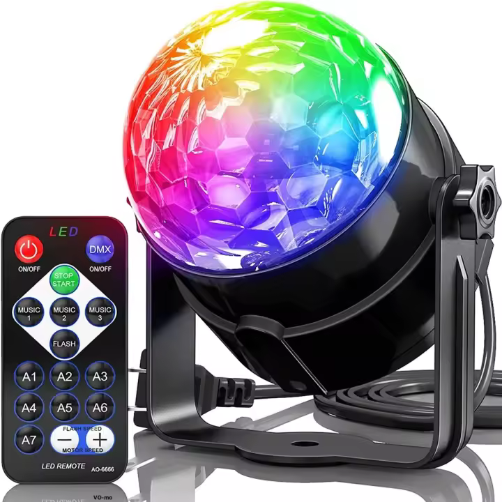 Lámpara De Disco Con Control Remoto Y Activación Por Sonido En 7 Colores Para Fiestas En Casa Cumpleaños Bodas Bar Stage Lighting Effect - 1