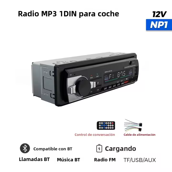Reproductor De Radio Para Coche 1Din Multimedia MP3 Bluetooth FM TF SD Slot AUX USB Universal Autoradio Con Display Táctil 2.5'' - 1