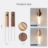 Lámpara Magnética De Pared En Color Madera Con Sensor De Movimiento Luz Nocturna Recargable Para Armario Cocina Escalera Emergencia - details 0