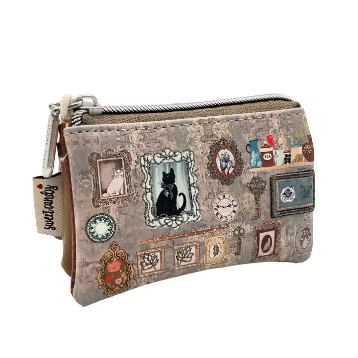 Monedero Sweet Candy Colección Fantasía Felina Edición Especial - Ideal para Organizar Tarjetas, Billetes y Monedas 10 x 3 x 6 cm - 1