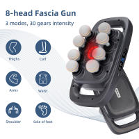 Masajeador De Cuerpo Con 8 Cabezales Fascia Gun Vibración De Alta Frecuencia Para Masaje De Espalda Y Cintura Masajeador De Cuello Y Hombros Material ABS - details 1
