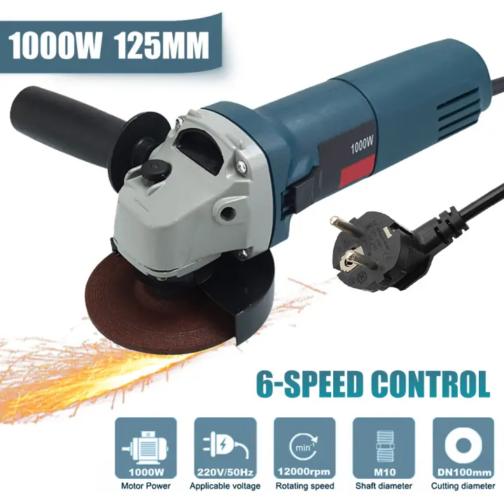 Amoladora angular eléctrica 1000W 220V 125mm con cable 6 velocidades amoladora eléctrica corte pulido herramienta eléctrica - 1