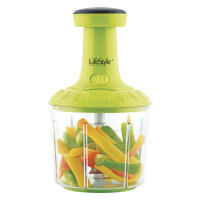 Picadora Mezcladora Por Presión LifeStyle - Con Hojas De Acero Inoxidable y Base Antideslizante - Picadora Batidora Licuadora Manual Alimentos Fruta Verduras   Fácil Limpieza 1000ml - details 0