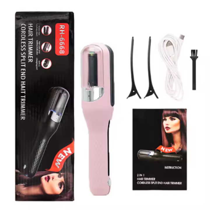 Blue Ray del Cabello-Interceptor Automático para un Corte Seguro y Preciso, Recortadora Eléctrica de Puntas Abiertas with Barería Recargable Type C, Diseño Portátil y Cuidado, peine de Doble Cara para un Cabello Perfecto (Unico Negro color) - 1