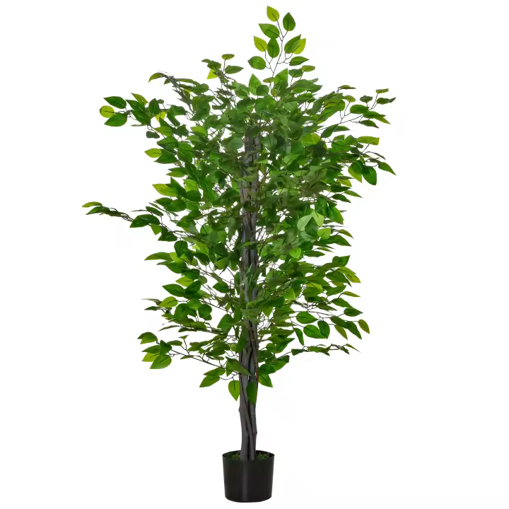 HOMCOM Planta Ficus Artificial 135 cm en Maceta con 756 Hojas Planta Sintética Realista para Interior y Exterior Planta Artificial Decorativa para Hogar Salón Oficina Verde - 1