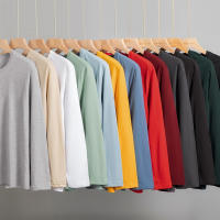 Camiseta De Algodón Para Hombre Con Cuello Redondo Y Mangas Largas En Color Sólido Cómoda Y Transpirable Para El Verano - details 3