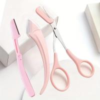 Juego De Aparato De Belleza Para Cejas Con Cepillo Y Cuchilla Curva Trimmer Plegable Para Eliminación De Vello Material Plástico - details 0