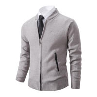 Chaqueta De Punto Para Hombre 2023 Cuello Erguido Gruesa Y Cálida Cardigan Suéter Casual Abierta Por Cremallera Manga Larga - details 20