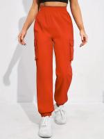 Women's Casual Workwear Sweatpants High-Waisted Loose Fit Solid Color with Belt And Pockets mid Waist Ankle-Length Polyester - details 14