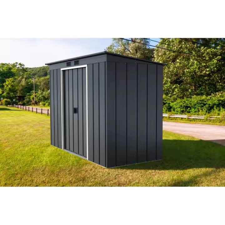 Casita de metal Duramax de Ezooza Pent 8x4 Techo de un tono gris 124x263x181 cm Solución duradera y elegante - 1